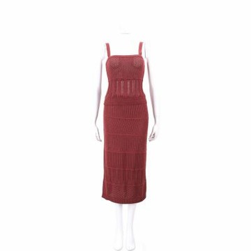 Max Mara-STUDIO 紅色鏤空針織套裝 細肩帶背心 長裙(裙子附內襯)