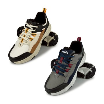 DIADORA迪亞多那 防潑水越野鞋 男運動鞋 登山鞋 寬楦 寬腳板 透氣 散熱 排濕 保護後跟 耐磨 防滑 米黑 灰藍