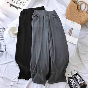 舒服顯腿長莫代爾高腰墜感闊腿褲顯瘦洋氣女寬松長褲19春夏新款
