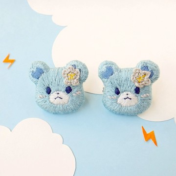 刺繡別針/8月生日熊/晴雨/安全別針