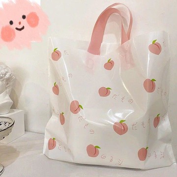 【夏日水蜜桃清新手提塑料袋】服裝店購物化妝品包裝袋 ✨台灣出貨·加厚材質·強韌防漏·多尺寸可選