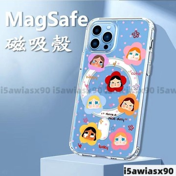 花朵哭泣女孩磁吸手機殼 iPhone16ProMax Magsafe蘋果i15 14 13 12 11 8防摔殼