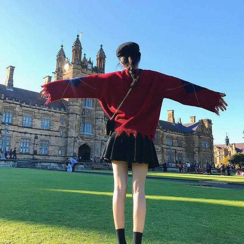 FICCE GOLF セットアップ　ジップセーター　スカート 上下セット　レッド レディース 上下セット セーター ニット チェックスカート