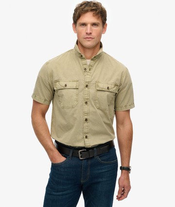 Superdry Men's Military Short Sleeve Shirt Brown Size: Xxl