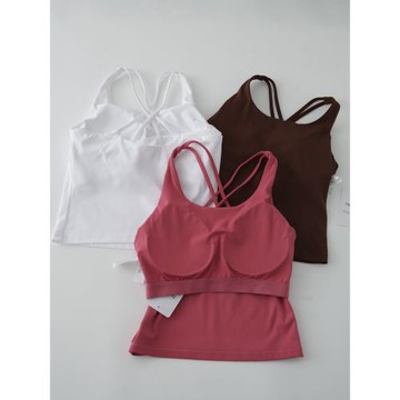 運動內衣防震高強度瑜伽背心半固定杯U領緊身顯瘦美背健身服上衣