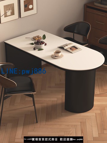 【可開發票】黑色巖板餐桌家用高級感輕奢現代簡約中古風實木桌子客廳2025新款