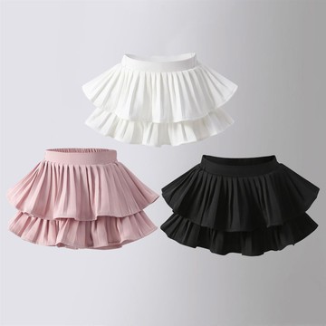 🎀biubiu童裝🎀女童白色短裙夏兒童蛋糕裙寶寶公主蓬蓬裙百褶半身裙高腰表演裙褲