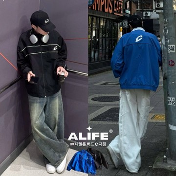 現+預｜【ALIFE】🇰🇷 出芽 滾邊 尼龍 C字 防風 外套 2色 防潑水 網紅同款 實拍 男女款 薄外套 #071i