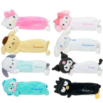 小禮堂 Sanrio 三麗鷗 絨毛造型拉鍊筆袋 (趴姿款) Kitty 美樂蒂 布丁狗 酷洛米