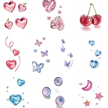 迷你刺青貼紙  02 3D色彩  10個