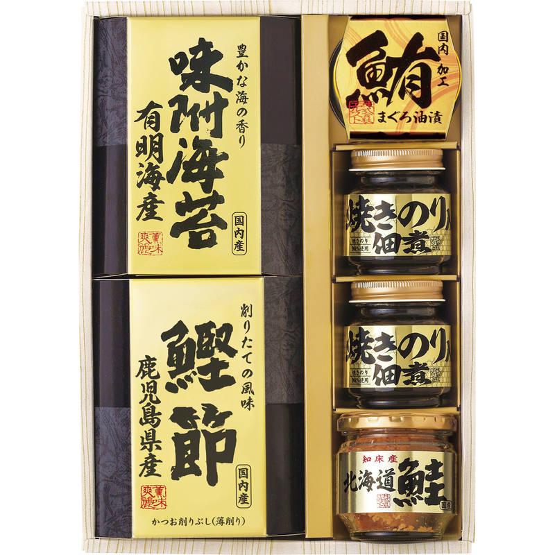 美味之誉 詰め合わせ 4943-30（北海道産鮭フレーク、焼きのり佃煮、有明海産味付け海苔、鰹削り節、まぐろ油漬け） ギフトセット お歳暮 お中元 香典返し