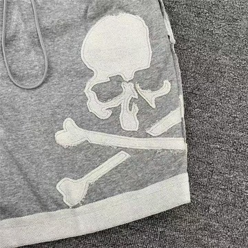 MMJ骷髏貼布刺繡美式高街男女街頭潮流寬松短褲休閑褲五分褲潮牌