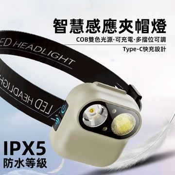 隔日達 強光頭燈 夜釣燈 IPX5防水 智能感應帽夾燈 戶外頭燈 帽沿燈 夾帽頭燈 感應頭燈 登山燈 釣魚燈 仿相機