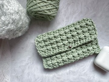 編織包 耳機包 零錢包 卡包 AirPods耳機收納 化妝包- 莫蘭迪綠