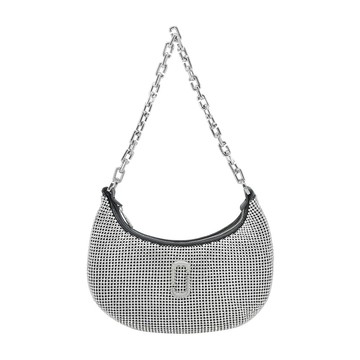 [平輸版] 【MARC JACOBS】THE RHINESTONE 拉鍊水鑽鍊帶肩背包(銀色)真品平輸