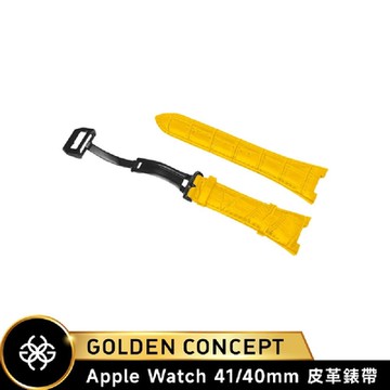 【Golden Concept】APPLE WATCH 41/40mm 黃皮革錶帶/黑扣 ST-41-CE-YL-B