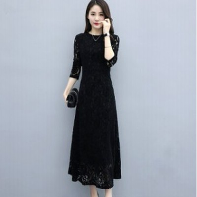 マキシワンピース 長袖 ロング丈 総レース ワンピース Aライン フォーマルドレス 春 二次会 春秋 披露宴 ワンピース 大人 黒 レデイース 通販 Lineポイント最大get Lineショッピング