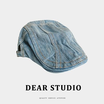 前進帽 貝雷帽 報童帽（男）日系復古做舊牛仔前進帽子男夏季時尚百搭雅痞畫家帽報童帽女潮耶誕節