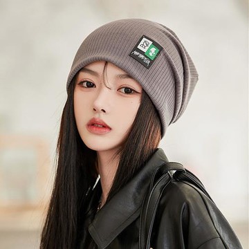 Acorn*橡果-韓版布標保暖毛帽月子帽防曬機能帽1935(灰色)
