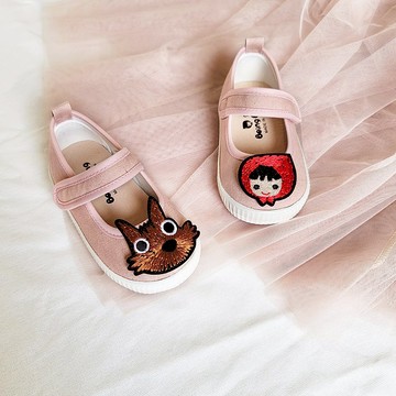 福利品水洗帆布娃娃鞋 寶寶鞋 童鞋 - 裸粉色 小紅帽與大野狼