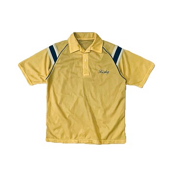 古著黃底拉克蘭袖保齡球襯衫