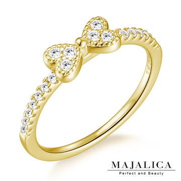 Majalica 愛心蝴蝶結純銀尾戒 金色款 PR6048-2