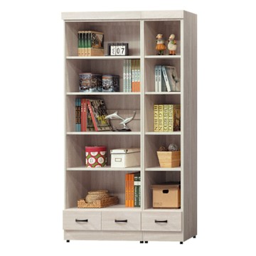 文創集 楚門特4尺開放式下三抽書櫃/收納櫃組合(三色可選)-119x32x185cm免組