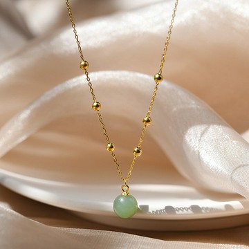 日韓和田玉露珠項鏈氣質輕奢鎖骨鏈純銀2022新款高級禮物小眾吊墜