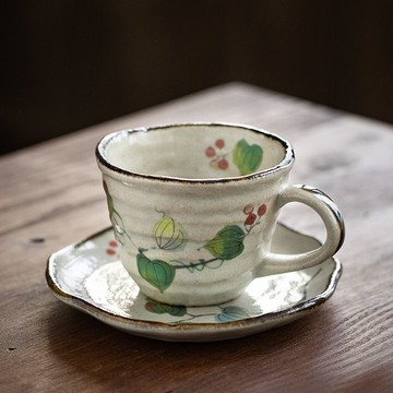 咖啡杯 免運 快速出貨 bloom日本進口萄蔓咖啡杯套裝 日式手工復古家用陶瓷茶杯水杯SS09公司貨