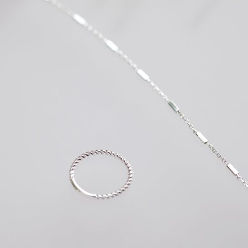 純銀麻花戒 - 925純銀戒 尾戒 簡約  可碰水