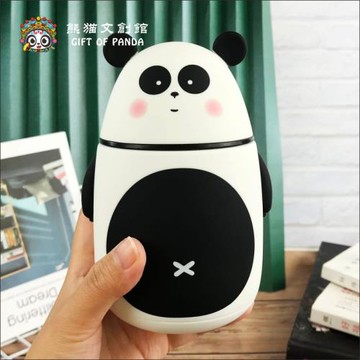 便攜可愛卡通兒童熊貓保溫杯簡約黑白大容量水壺家用水杯成都文創