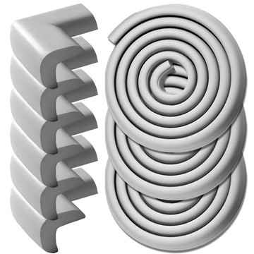 WONDER PAPA 壓花防撞邊條3入 + 防撞角6入套組  2m  灰色  1組