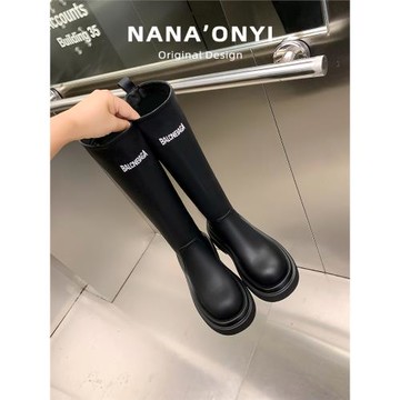 長筒靴女202新款秋冬真皮高筒靴厚底彈力增高顯瘦百搭不過膝長靴