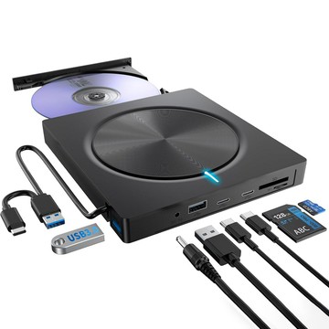 外置光驅dvd刻錄機電腦dvd擴展塢HUD二合1多功能光驅雙接口type-c【宜家良品百貨】