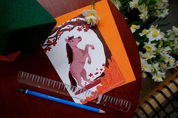 12生肖復古印刷卡片 - 馬