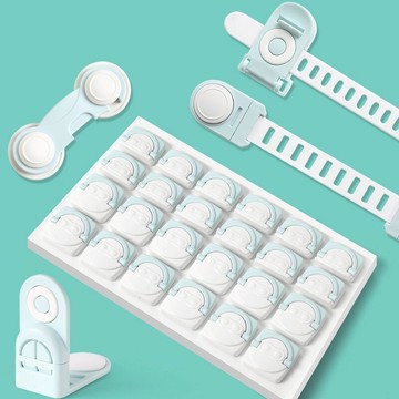 兒童安全鎖防護抽屜鎖嬰兒防夾手多功能寶寶防開冰箱柜子柜門鎖扣