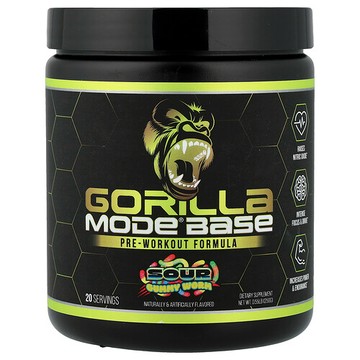 Gorilla Mind, Mode® Base，鍛鍊前配方，酸味小蟲軟糖，0.55 磅（250 克）