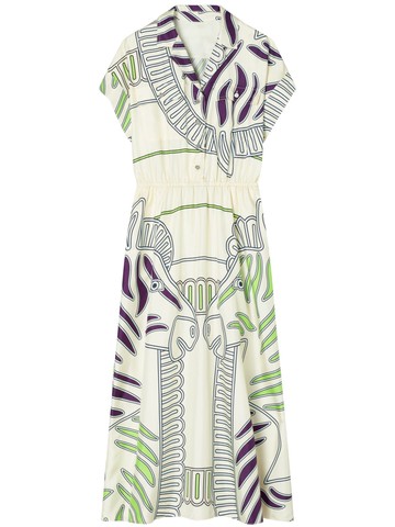Tory Burch - printed silk twill shirtdress - women - Silk - 14 - Neutrals