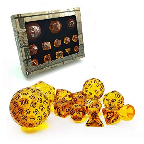 Bescon Amber Complete Polyhedral RPG Dice Set 13pcs D3ーD100