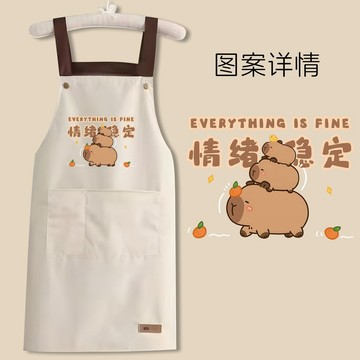 💥超夯下殺💥卡皮巴拉圍裙新款家用做飯廚房可調節扣工作服餐飲多功能防水圍腰