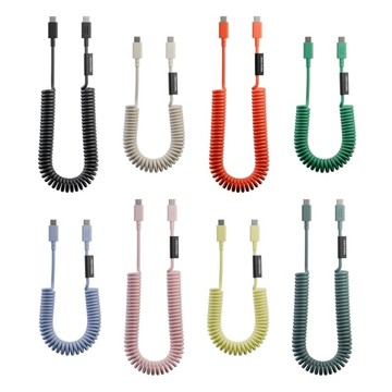 [C to C] POP CABLE 捲捲充電線 2入組(短+長) 復古橘