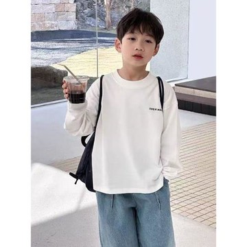2025秋季新款童裝男童長袖T恤兒童純棉上衣中大童打底衫秋裝潮t