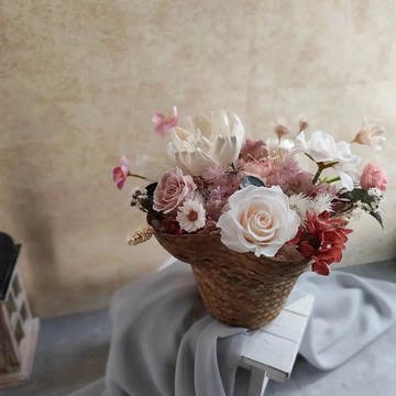 現貨_永生花 藤編花籃 開幕 入厝禮