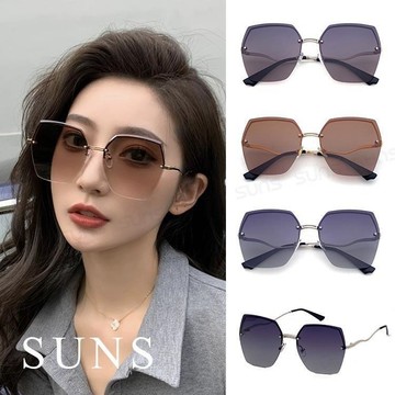 【SUNS】韓版漸層切邊墨鏡 超輕量金屬偏光太陽眼鏡/太陽眼鏡 抗UV(51561)