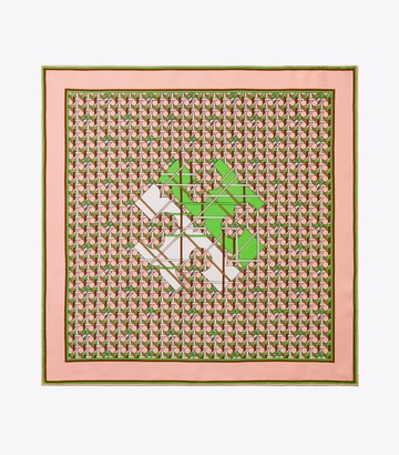 TORY BRUCH 絲巾 BASKETWEAVE LOGO SILK NECKERCHIEF｜冬季限時活動★美國精品保健