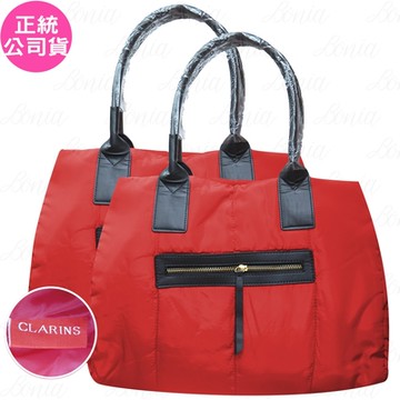 CLARINS 克蘭詩 法式紅蕾輕羽絨手提包*2(公司貨)