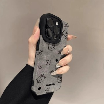愛心卡通貓翻毛羊皮手機殼iPhone17潮16plus蘋果15promax防摔14卡通13 12