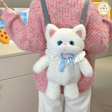 【會跑步的貓】雙肩包 毛絨揹包 玩偶揹包 貓咪包 女生揹包 閨蜜禮物 生日禮物 高級感設計 實用大容量 可愛出行必備