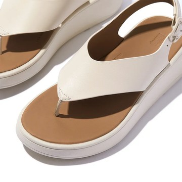 fitflop F-MODE 皮革厚底後帶夾腳涼鞋-米色