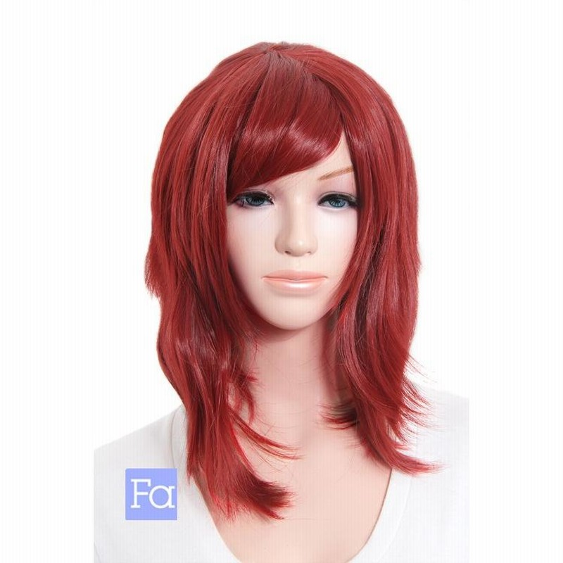 レッド、ブラック ミディアム ウィッグ、かつら 大人用 DRAGON LADY WIG- RED コスプレ - かつら